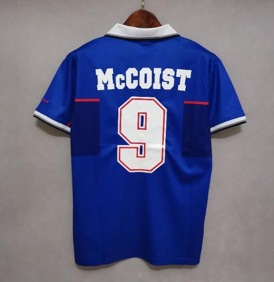 1997-99 Rangers Retro Home Kit Soccer Jersey McCOIST #9